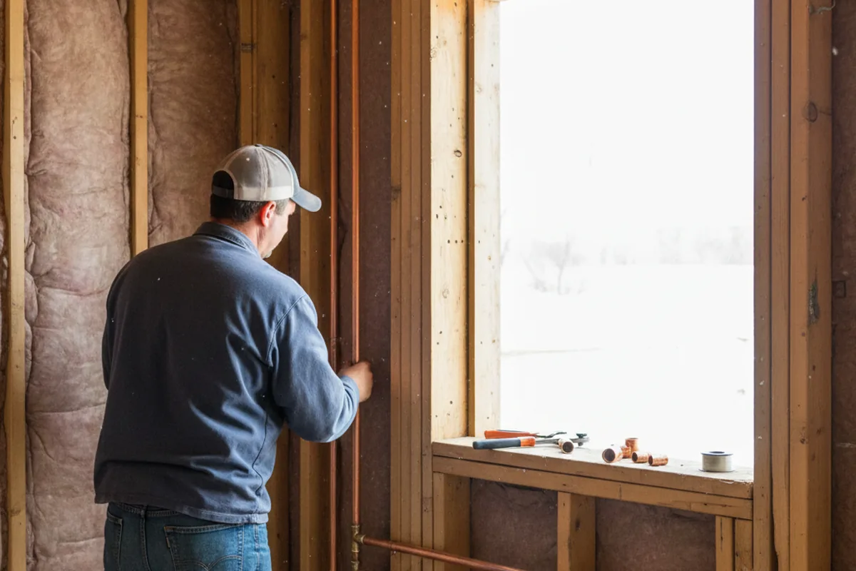 Licensed plumber running new copper supply lines in a Midway home